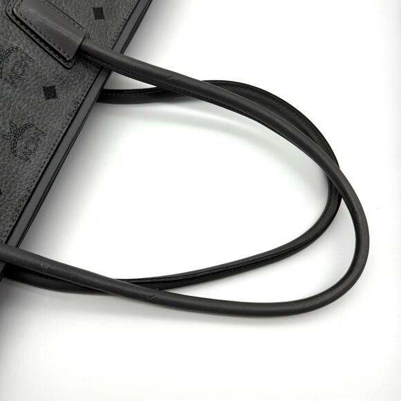 MCM Monogram Visetos Top Zip Shopper Tote Grey - Picture 13 of 16